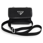 ショッピングPRADA （未使用　展示品）PRADA プラダ 2ZT022 トライアングル 三角ロゴ テスート ナイロン サフィアーノ レザー ブラック ミニ ショルダーバッグ 斜め掛け ポシェット