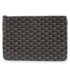 （未使用　展示品）GOYARD ゴヤール SENAT2MMLTY01CL01P ヘリンボーン セナ MM PVC カーフスキン ブラック セカンド クラッチバッグ ポーチ レザー シルバー金具
