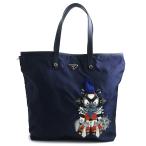 （美品）PRADA プラダ B4605R ロボットモチーフ ヴァーティカル トライアングル 三角ロゴ TESSUTO TATTOO ナイロン BALTICO バルティコ ネイビー トートバッグ