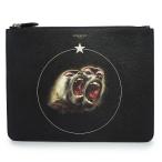 ( не использовался хранение товар )GIVENCHYji van si.BK06072378 животное Monkey покрытие парусина черный клатч Second сумка серебряный металлические принадлежности с ящиком 