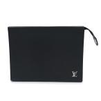 ( не использовался выставленный товар )LOUIS VUITTON Louis Vuitton M30450 небольшая сумочка Voyage Taiga черный Second клатч кожа серебряный металлические принадлежности 