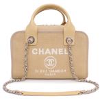 （新品・未使用品）シャネル CHANEL ドーヴィル 2way チェーン ボウリングバッグ ハンドバッグ トートバッグ キャンバス レザー ベージュ A92750 箱付