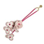 (美品)ロエベ LOEWE フラワー 花 モチーフ バッグチャーム ストラップ レザー ピンク ホワイト ゴールド金具