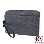  Coach COACH Zip сумка * signature парусина клатч N2J2444-CW168 черный [ б/у ] hh26020803