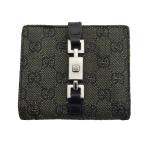 ショッピングＧＧ 【初売りSALE★30%OFF】グッチ GUCCI 二つ折り財布 GG柄 ジャッキー ブラック×シルバー レディース 中古