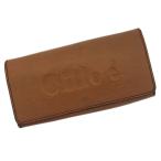 クロエ 長財布 /ファスナー/二つ折り レディース ロゴ ライトブラウン×ゴールド 中古