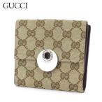 グッチ Wホック 財布 二つ折り レディース メンズ エクリプス GGキャンバス ベージュ ブラウン シルバー 中古