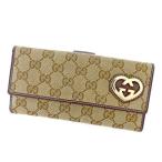 グッチ Wホック 財布 長財布 レディース GG柄 ブラウン系 中古
