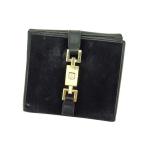グッチ Wホック財布 二つ折り財布 レディース ジャッキー金具 ブラック×ゴールド 中古