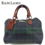 ラスト1点 ポロ ラルフローレン ボストンバッグ ミニボストンバッグ レディース メンズ チェック柄 POLO RALPH LAUREN 中古