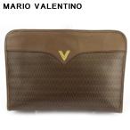 【週末タイムセール★30％OFF】マリオ ヴァレンティノ クラッチバッグ セカンドバッグ レディース メンズ  Vマーク ブラウン ゴールド 中古