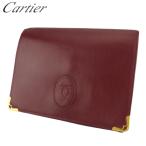 【週末タイムセール★30％OFF】カルティエ クラッチバッグ セカンドバッグ バッグ レディース メンズ  マストライン ボルドー ゴールド 中古