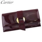 【初売りSALE★30%OFF】カルティエ 長財布 ファスナー付き 財布 レディース メンズ トリニティ ボルドー ゴールド シルバー 中古
