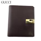 グッチ Wホック 財布 二つ折り ミニ財布 メンズ Gマーク ブラウン ゴールド 中古