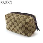 グッチ ポーチ 化粧ポーチ レディース メンズ GGキャンバス ベージュ ブラウン 中古