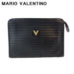 【週末タイムセール★30％OFF】マリオ ヴァレンティノ クラッチバッグ セカンドバッグ バッグ レディース メンズ  Vマーク ブラック ゴールド 中古