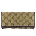 【ウィンターSALE★30%OFF】グッチ GUCCI 長財布 GGキャンバス ベージュ ブラウン レディース 中古