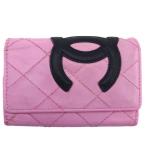 【年末ラストセール★30%OFF】シャネル CHANEL キーケース カンボンライン ピンク×ブラック×シルバー レディース 中古