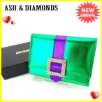 アッシュ&amp;ダイヤモンド ASH&amp;DIAMONDS がま口財布 二つ折り財布 レディース ストーンベルト 中古 未使用品 セール A1037