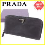 プラダ PRADA 長財布 ラウンドファスナー レディース メンズ 可 ロゴプレート 中古 人気 セール A1700