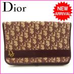 (ヴィンテージ) クリスチャン・ディオール Christian Dior セカンドバッグポーチ トロッター ボルドー キャンバス×レザー 中古 A465