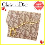  Christian Dior W крюк кошелек кошелек женский бежевый Brown Gold б/у C2354