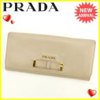 プラダ PRADA 長財布 ファスナー付き長財布 レディース リボンモチーフ 中古 人気 セール C2527