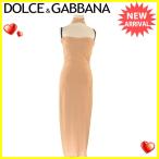 ドルチェ&amp;ガッバーナ Dolce&amp;Gabbana ワンピース バックオープン ブラジャー付き ブラウン ゴールド レディース ドルガバ 中古