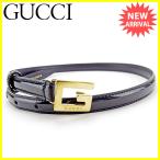 グッチ GUCCI ベルト 細ベルト レディース ♯60 24サイズ Gバックル 中古 良品 セール C2928