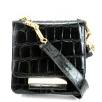 ショッピングビアジア 【爆買いWEEK★30％OFFクーポン】フランチェスコ・ビアジア FRANCESCO BIASIA ショルダーバッグ クロコダイル型押し ブラック レディース 中古