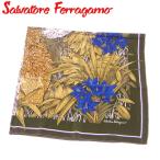 ラスト1点 サルヴァトーレ フェラガモ スカーフ 大判サイズ ライオン ゾウ Salvatore Ferragamo 中古