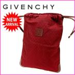 ジバンシー GIVENCHY ポーチ 巾着 ボルドー キャンバス×レザー 人気 中古 D1171