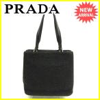 プラダ PRADA トートバッグ ショルダーバッグ レディース ロゴプレート付き ニット 中古 良品 セール D1403