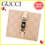 グッチ GUCCI Wホック財布 二つ折り財布 レディース 035・0416 GG柄×ジャッキー金具 中古 人気 D1537
