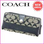 コーチ COACH 長財布 ラウンドファスナー シグネチャー 中古 セール E849