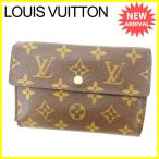 ルイヴィトン Louis Vuitton 三つ折り財布 メンズ可 ポルトトレゾールエテュイパピエ M61202 モノグラム 中古 人気 F1093