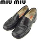 ラスト1点 ミュウミュウ ローファー シューズ 靴 ♯36ハーフ ペニーローファー miu miu 中古