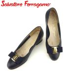 サルヴァトーレ フェラガモ Salvatore Ferragamo パンプス シューズ 靴 レディース ♯4ハーフC ラウンドトゥ ヴァラリボン 中古
