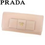 プラダ PRADA 長財布 ファスナー付き 長財布 レディース リボンモチーフ 中古 人気 セール G1268