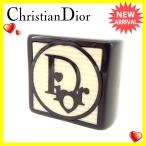 クリスチャンディオール Christian Dior 指輪 リング アクセサリー レディース ♯10号 ロゴ×ボーダー 中古 美品 セール H366