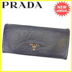 プラダ PRADA 長財布 ファスナー付き長財布 メンズ可 ロゴ 中古 人気 セール J16381
