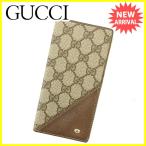 グッチ GUCCI 長札入れ 二つ折り財布 レディース メンズ 可 GGプラス 中古 ヴィンテージ 人気 J16556