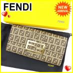 フェンディ FENDI 長財布 ファスナー付き長財布 レディース FFプレート 8M0021 ズッキーノ 中古 訳あり 美品 J18763