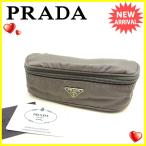 プラダ ＰＲＡＤＡ 化粧ポーチ ペンケース レディース ロゴプレート 中古 人気 良品 J19031