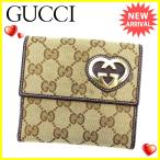 グッチ Ｇｕｃｃｉ Wホック財布 二つ折り 財布 レディース ＧＧキャンバス 中古 人気 良品 J21698