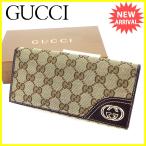 グッチ GUCCI 長財布 二つ折り 財布 メンズ可 204836 ＧＧキャンバス  中古 人気 良品 J21851