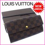 ルイヴィトン Louis Vuitton 長財布 ファスナー 二つ折り メンズ可 ポルトフォイユサラ N61734 ダミエ 中古 超美品 人気 J6503s