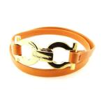 フェラガモ Ferragamo ブレスレット ガンチーニ オレンジ ゴールド レディース メンズ 中古