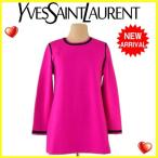 サンローラン チュニック 肩パッド付き ニット ♯Mサイズ ヴィンテージ YSLロゴ SAINT LAURENT 中古