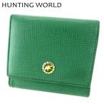 ハンティングワールド HUNTING WORLD 三つ折り 財布 レディース メンズ ロゴプレート 中古